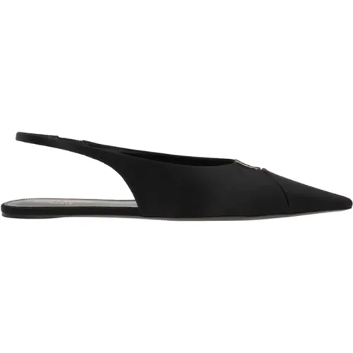 Schwarze Satin Slingback Heels,Schwarze flache Schuhe mit Fersenriemen - Saint Laurent - Modalova