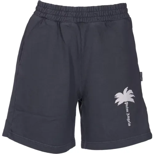 Graue Logo Bermuda Shorts Elastischer Bund - Palm Angels - Modalova