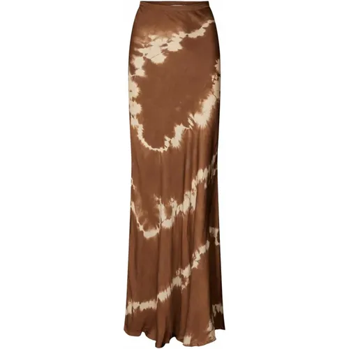 Tie-Dye Skirt Lucilla Cacao , female, Sizes: M, L, XS, S, XL - Rabens Saloner - Modalova