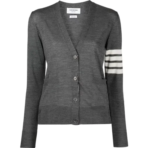 Grey Wool Cardigan with Button Closure , female, Sizes: 2XS, XS - Thom Browne - Modalova