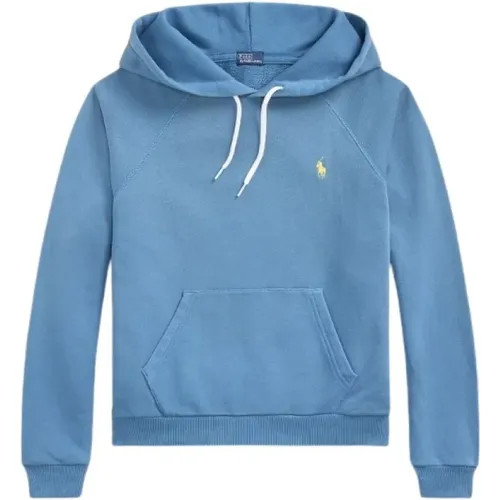 Petrolblaue Kapuzenpullover Kängurutasche , Damen, Größe: S - Ralph Lauren - Modalova