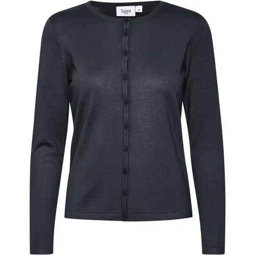 Nachtblauer Cardigan, A8661, Milasz R-Neck , Damen, Größe: 2XL - Saint Tropez - Modalova