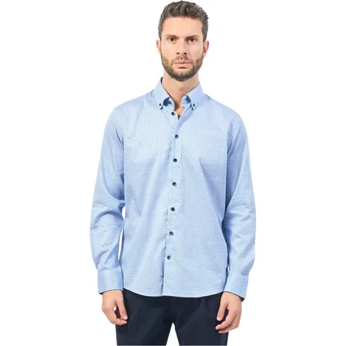 Klares Blaues Klassisches Hemd , Herren, Größe: 4XL - Bugatti - Modalova