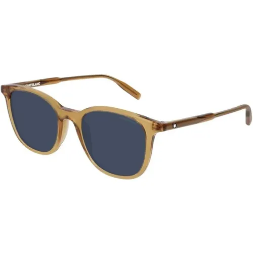 Blaue Linse Gelber Rahmen Sonnenbrille , Herren, Größe: 52 MM - Montblanc - Modalova