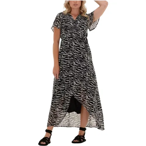 Zebra Maxi Wrap Kleid , Damen, Größe: S - Colourful Rebel - Modalova