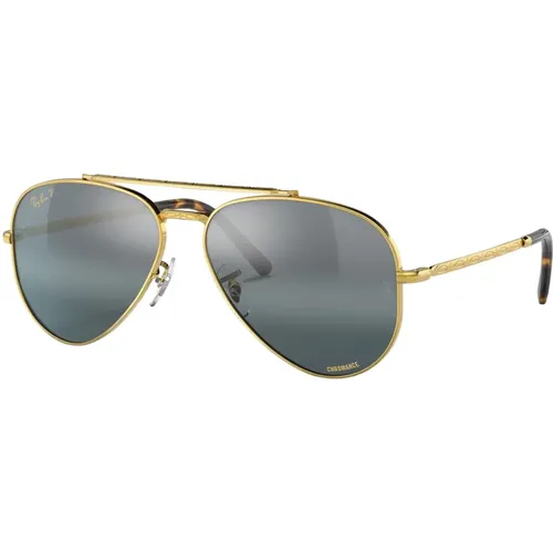 Gold Frame Silver/Blue Lenses Sunglasses , unisex, Sizes: ONE SIZE - Ray-Ban - Modalova