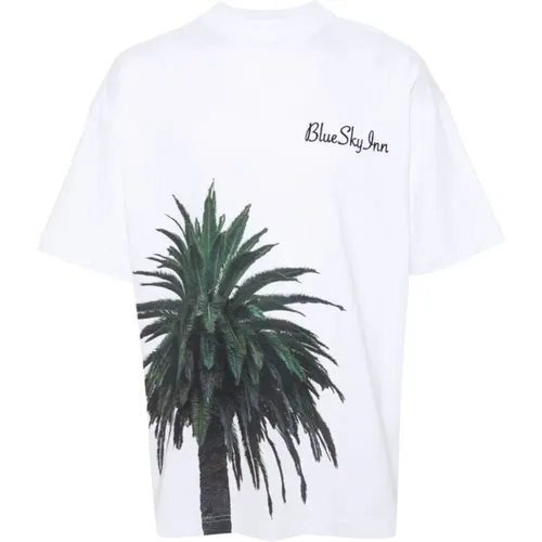 Palm Tree Print T-shirts and Polos , male, Sizes: XL - Blue Sky Inn - Modalova