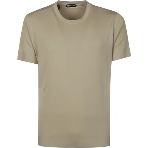 Ribbed T-Shirt in Pale Olive , male, Sizes: L, M, XL - Tom Ford - Modalova