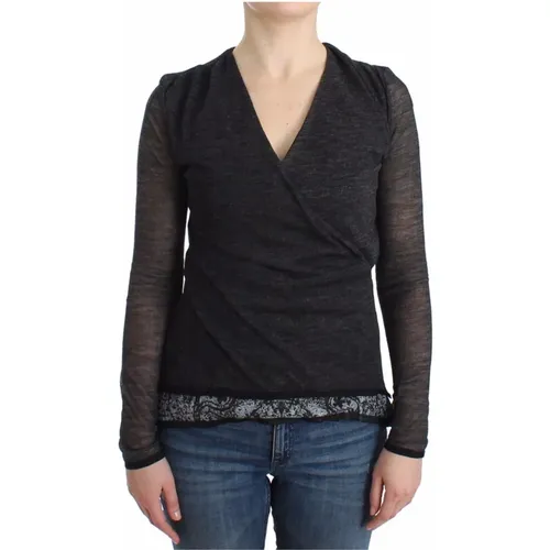 Grauer Wollmischung Stretch Pullover , Damen, Größe: M - Ermanno Scervino - Modalova