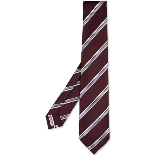 Burgundy Silk Striped Tie , male, Sizes: ONE SIZE - Kiton - Modalova