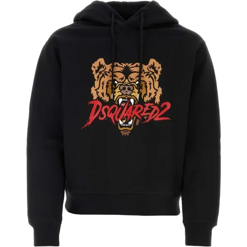 Stylischer Schwarzer Baumwollpullover , Herren, Größe: 2XL - Dsquared2 - Modalova