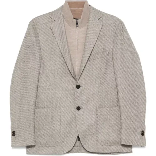 Lagiger Wollblazer Beige Herrenjacke - Corneliani - Modalova