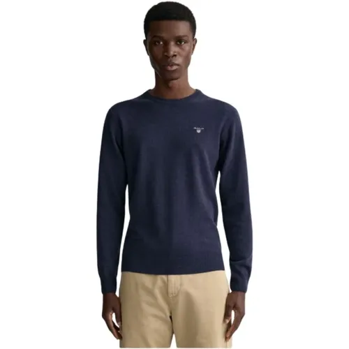 Extra Fine Round Neck Wool Sweater , male, Sizes: L - Gant - Modalova