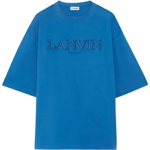 Blau Besticktes Oversize Tee-Shirt Paris , Herren, Größe: S - Lanvin - Modalova
