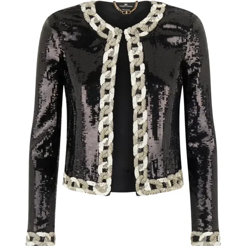 Sequin Jacket Braid Decoration , female, Sizes: XS - Elisabetta Franchi - Modalova