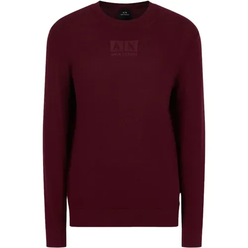 Bordeaux Pullover - Stilvoll und Bequem , Herren, Größe: XL - Armani Exchange - Modalova