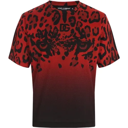 Rotes Baumwoll T-Shirt Ss22 , Herren, Größe: XS - Dolce & Gabbana - Modalova