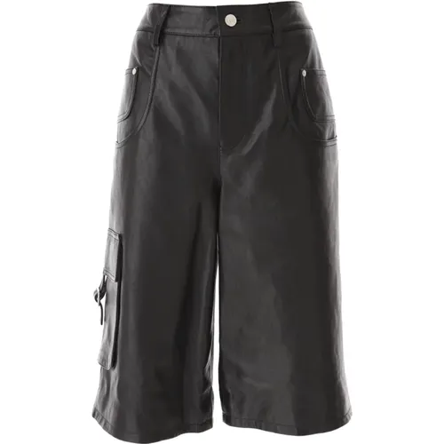 Cargo Leather Bermuda Pants , female, Sizes: M, L - Moschino - Modalova