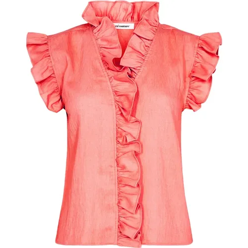 Frill Top with Flounce Details - Style 35213 Pelican , female, Sizes: XS, XL, L - Co'Couture - Modalova