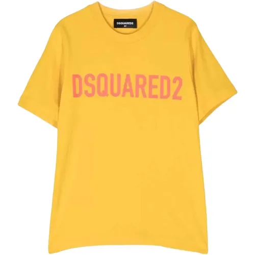 Gelbes Unisex T-Shirt mit Logo-Print - Dsquared2 - Modalova