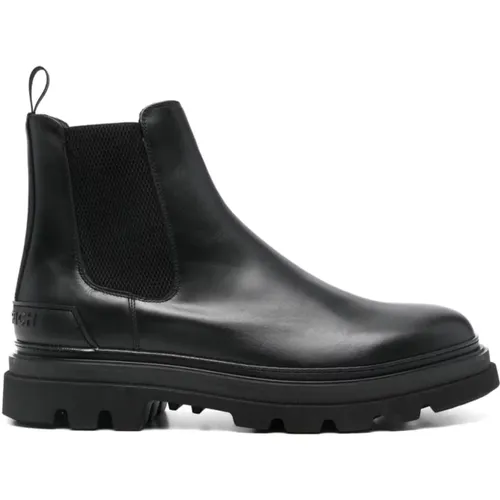 Schwarze Leder Slip-On Stiefel , Herren, Größe: 42 1/2 EU - Woolrich - Modalova