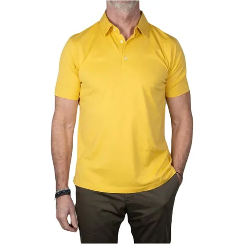 Kurzarm Baumwoll Jersey Polo - Gelb , Herren, Größe: S - van Laack - Modalova