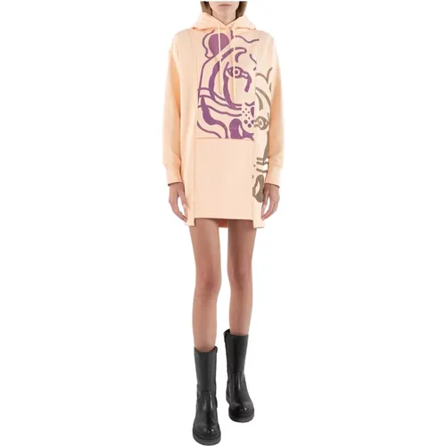 Short Day Dress with Tiger Print , female, Sizes: S, L, M - Kenzo - Modalova