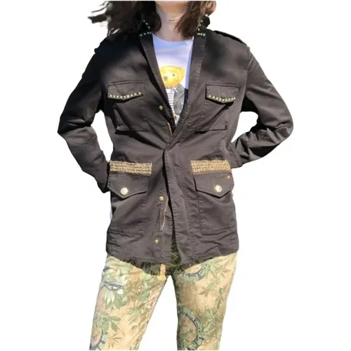 Elba Short Jacket with Tailored Collar and Decorative Details , female, Sizes: S - Mason's - Modalova