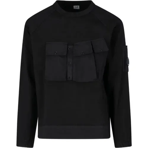 Schwerer Jersey-Mix-Sweatshirt mit verstellbarem Saum und technischen Brusttaschen - C.P. Company - Modalova
