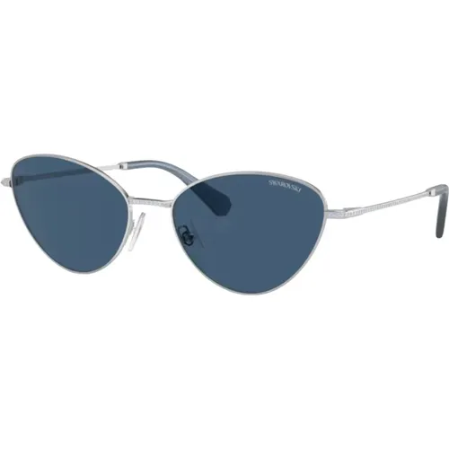 Silver/Blue Sunglasses Sk7014 , female, Sizes: 58 MM - Swarovski - Modalova