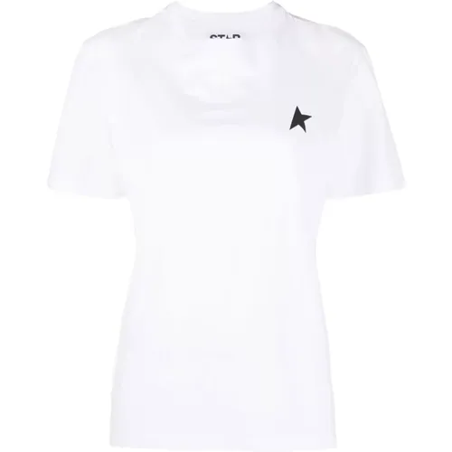 Logo-Print T-Shirt und Polo Schwarz,Weißes Logo-Print T-Shirt - Golden Goose - Modalova