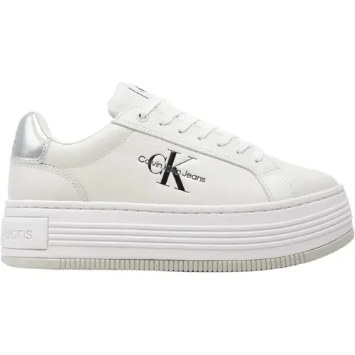 Bright Silver Low Lace Sneakers , female, Sizes: 7 UK, 8 UK, 6 UK - Calvin Klein - Modalova