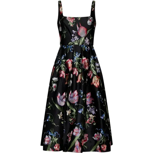 Floral Embroidered A-Line Dress , female, Sizes: 3XL, 7XL, 5XL - Marchesa - Modalova
