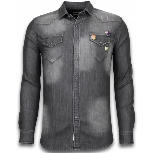Dark denim shirt for men - Shirts for men - 5340-5Ag , male, Sizes: M, S, L - Enos - Modalova
