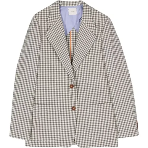 Grey Gingham Check Jacket , female, Sizes: XS, L, S, M - Alysi - Modalova