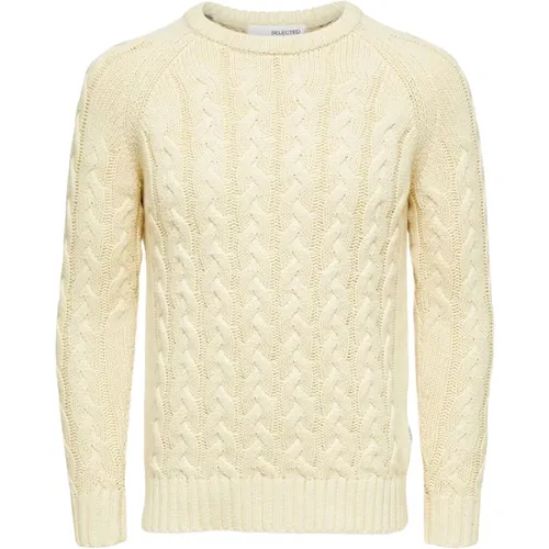 Slhbill LS Knit Cable Crew Neck W - 16086658 , male, Sizes: XL - Selected Homme - Modalova