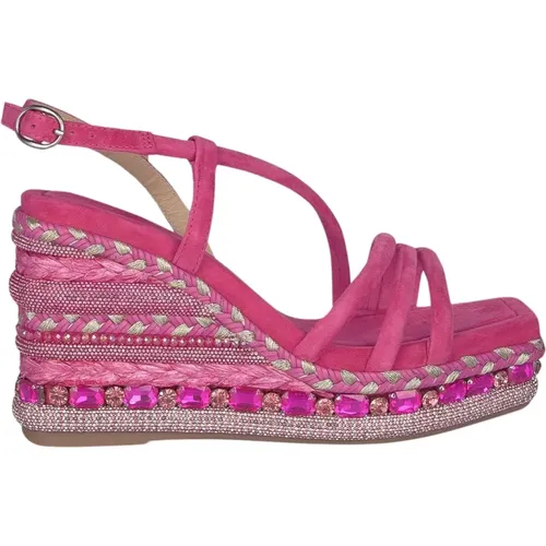 Rhinestone Wedge Sandal , female, Sizes: 4 UK, 3 UK, 8 UK, 6 UK, 5 UK, 7 UK - Alma en Pena - Modalova