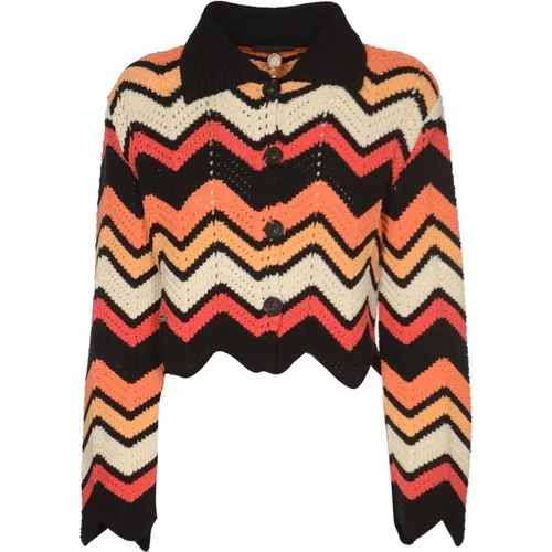 Chevron Sunset Orange Jacket , female, Sizes: XS, S - Alanui - Modalova