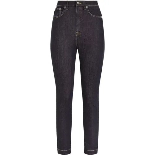 Schwarze Denim Jeans mit Reißverschluss - Dolce & Gabbana - Modalova