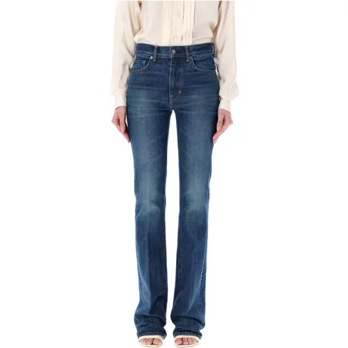 Stone Washed Flared Denim Jeans , female, Sizes: W27 - Tom Ford - Modalova