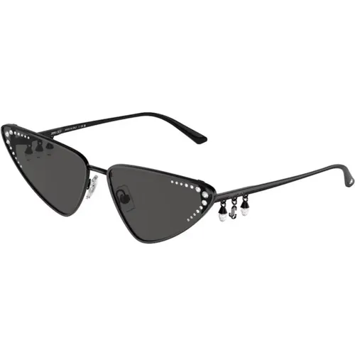 Stilvolle Schwarze Sonnenbrille mit Dunkelgrauen Gläsern , Damen, Größe: 63 MM - Jimmy Choo - Modalova