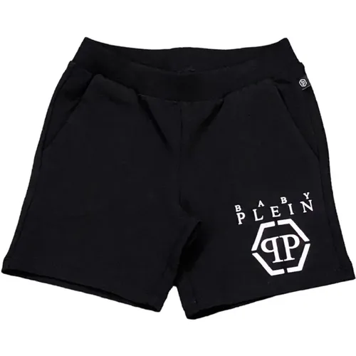 Schwarze Baumwollshorts mit bedrucktem Logo , unisex, Größe: 92 CM - Philipp Plein - Modalova