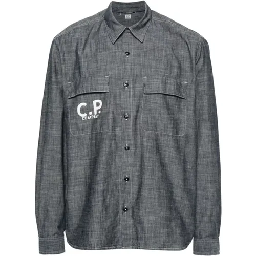 Logo Print Chambray Shirt , male, Sizes: XL, S, M, L - C.P. Company - Modalova