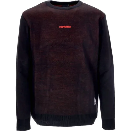 Jacquard Pullover Schwarz/rot , Herren, Größe: S - Propaganda - Modalova