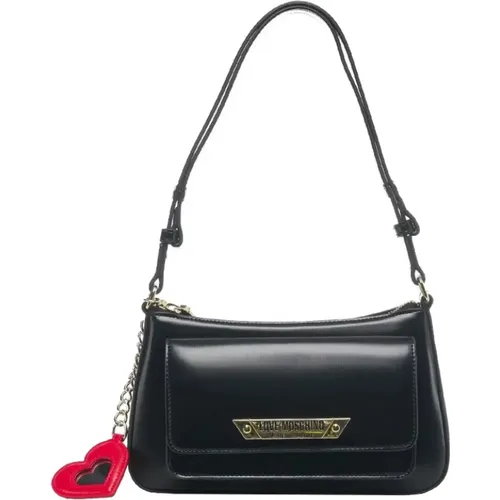 Schwarze Schultertasche mit goldenen Details - Moschino - Modalova