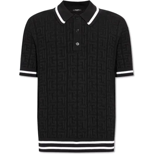 Polo with monogram , male, Sizes: S, M - Balmain - Modalova