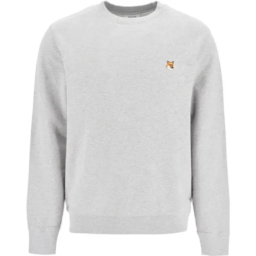 Fox Head Patch Crewneck Sweatshirt , Herren, Größe: S - Maison Kitsuné - Modalova