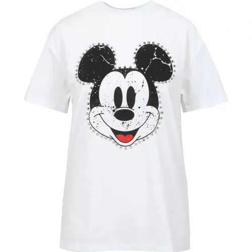 Mickey Crew-Neck T-Shirt mit Nieten - Aniye By - Modalova