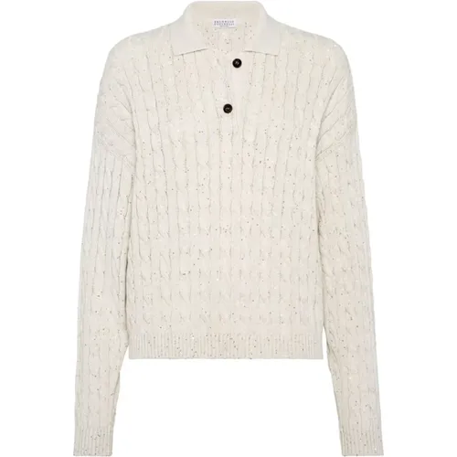 Cable Knit Sequin Sweater , female, Sizes: XS, S - BRUNELLO CUCINELLI - Modalova