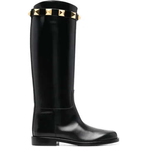 Rockstud Knee-High Boots , female, Sizes: 5 1/2 UK, 4 UK - Valentino - Modalova